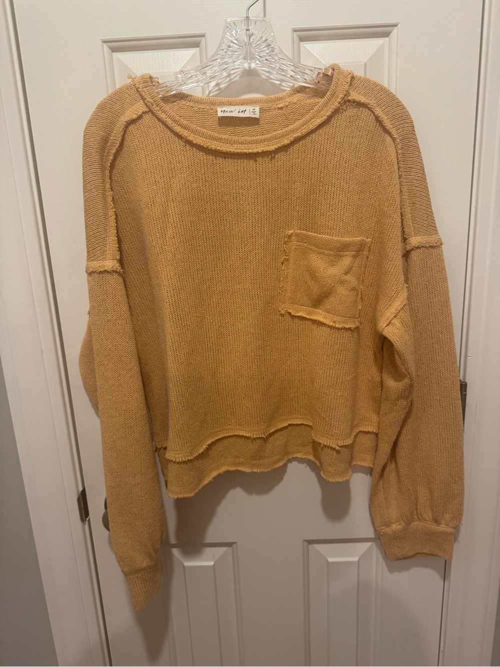 Relaxed Pocket Crewneck Sweater - Mustard